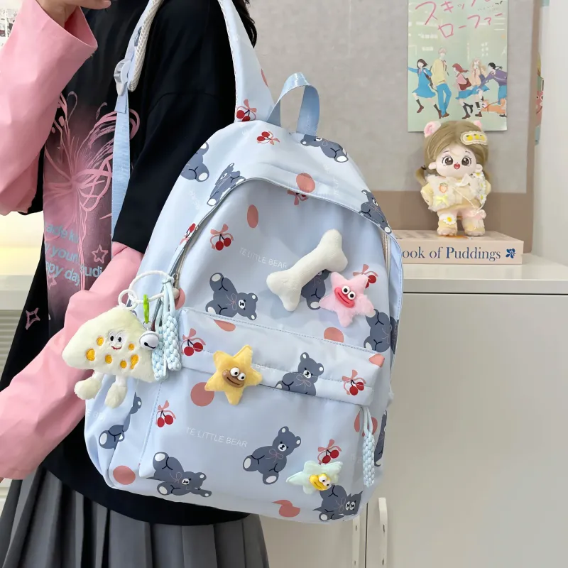 AIBAG Nylon Backpack Unisex White/Black/Green/Blue/Pink-23
