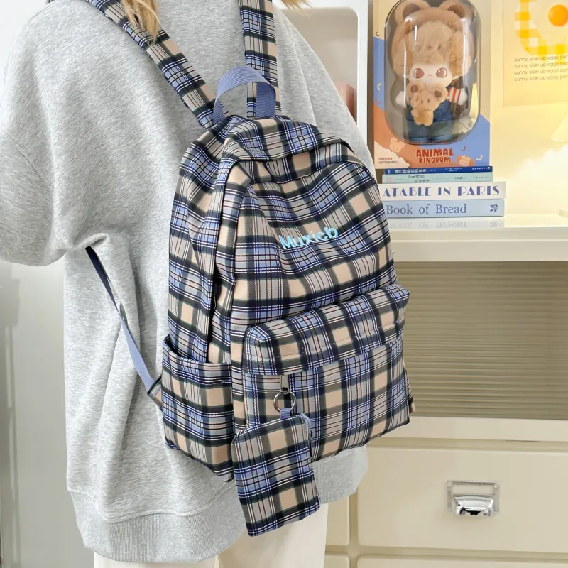 AIBAG Nylon Backpack Laptop Bag Unisex Yellow/Coffee/Dark Blue-10