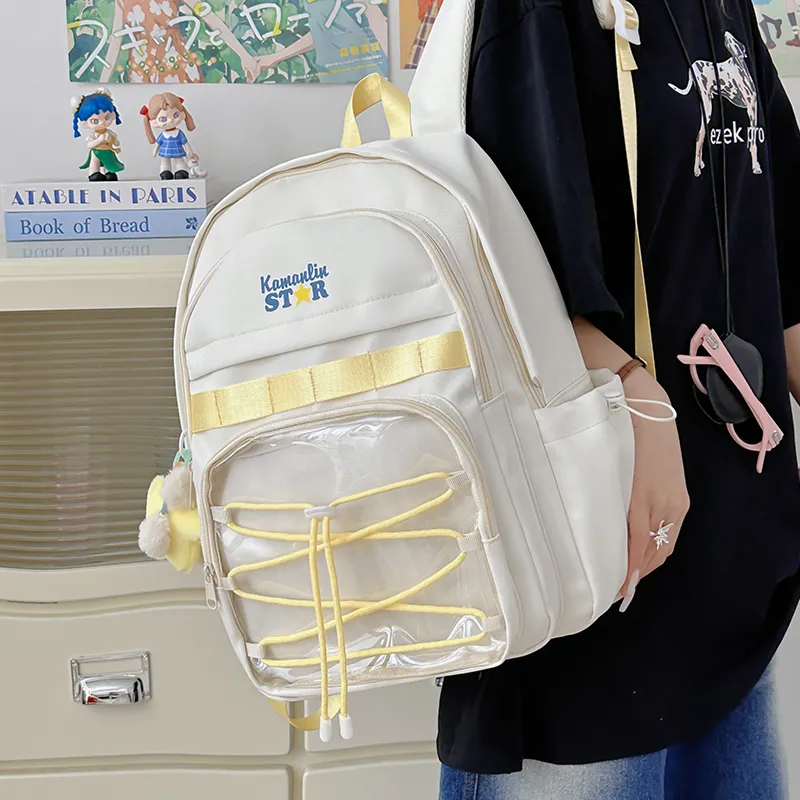 AIBAG Nylon Backpack Unisex Blue/Yellow/Black/White-23