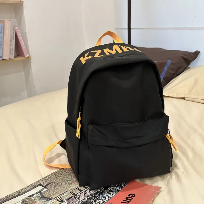 AIBAG Nylon Backpack Unisex Black/Red/Yellow/Navy Blue-1