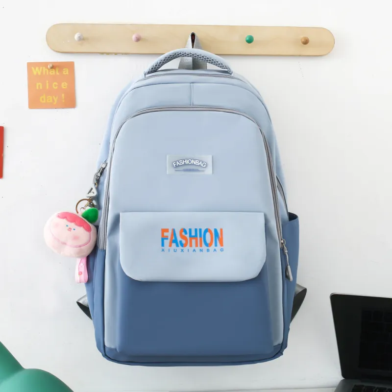 AIBAG Nylon Backpack Unisex Black/Green/Blue/Pink-9
