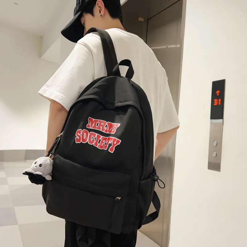 AIBAG Nylon Backpack Unisex Ecru/Black/Burgundy/Light Blue-9