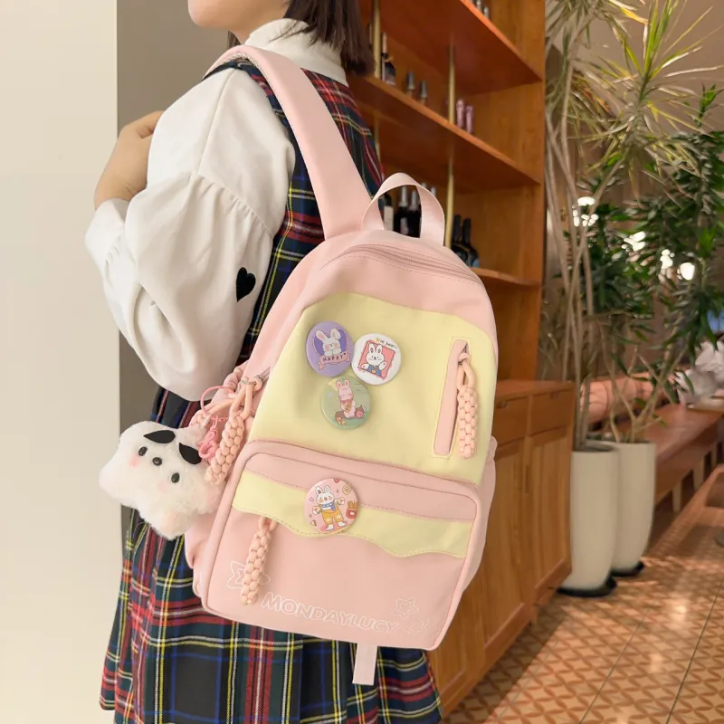 AIBAG Nylon Backpack Women's Purple/Green/Blue/Brown/Pink/Black-18