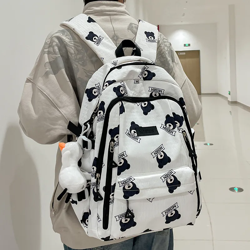 AIBAG Nylon Backpack Unisex Black/Green/Pink/Coffee-4