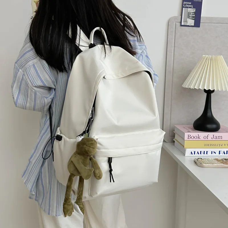 AIBAG Nylon Backpack Unisex White/Gray/Black/Red-6