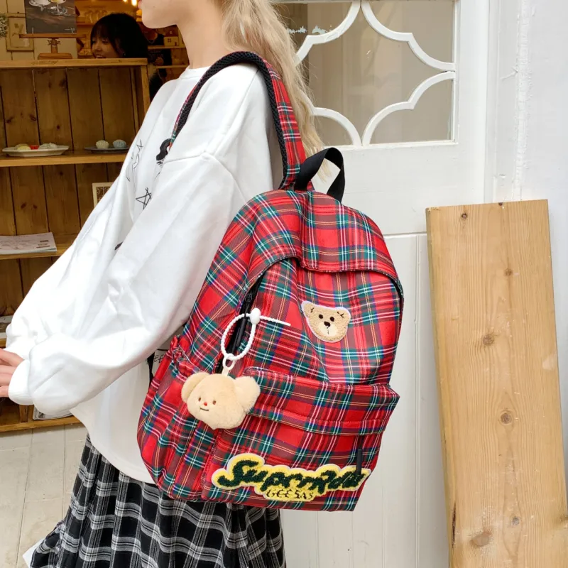 AIBAG Fabric Backpack Unisex Red/Brown/Purple-2