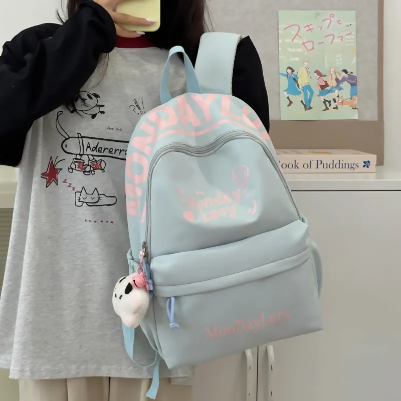 AIBAG Nylon Backpack Unisex White/Black/Pink/Purple/Blue-24