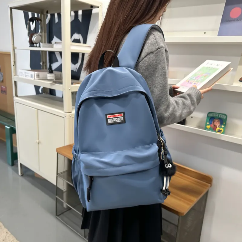 AIBAG Nylon Backpack Unisex Pink/Blue/Green/Black/Gray/White-8