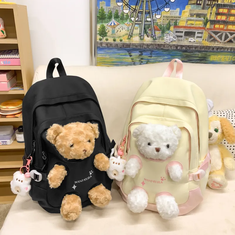 AIBAG Nylon Backpack Unisex Pink Green/Pink Blue/Pink Yellow/Blue Green/Black-16