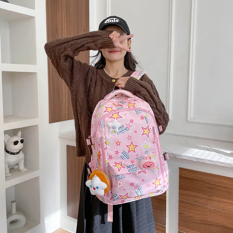 AIBAG Nylon Backpack Unisex White/black/pink/purple/blue-17