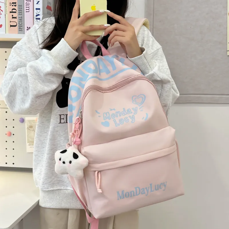 AIBAG Nylon Backpack Unisex White/Black/Pink/Purple/Blue-14