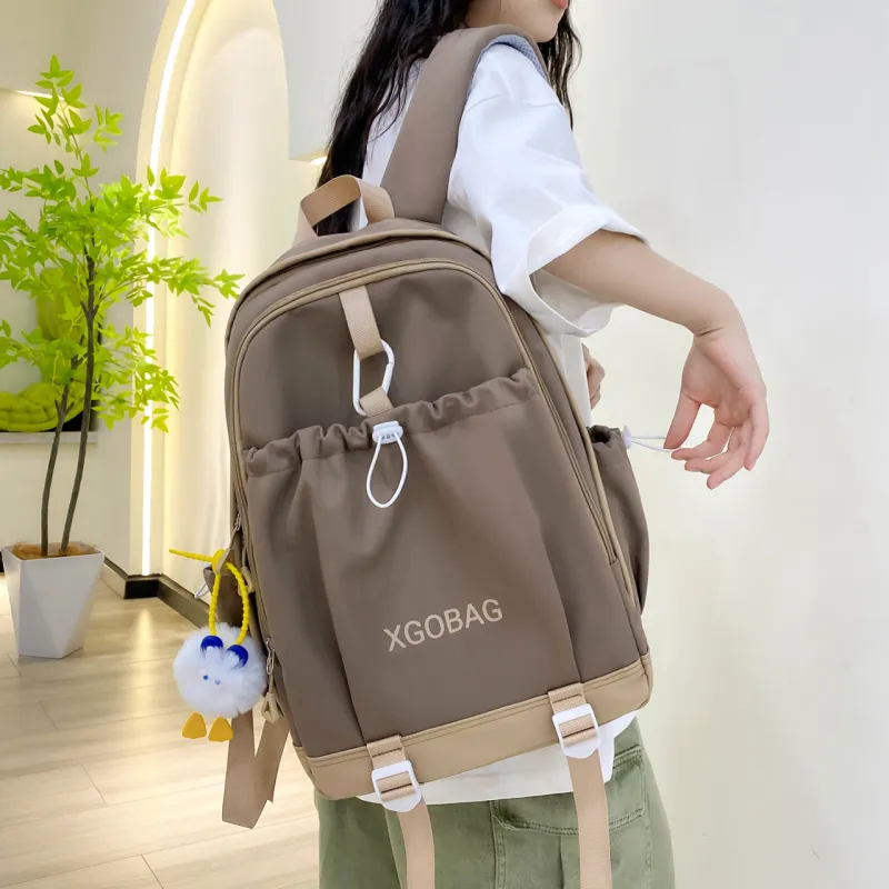 AIBAG Nylon Backpack Unisex White/Black/Purple/Yellow/Green/Brown-22