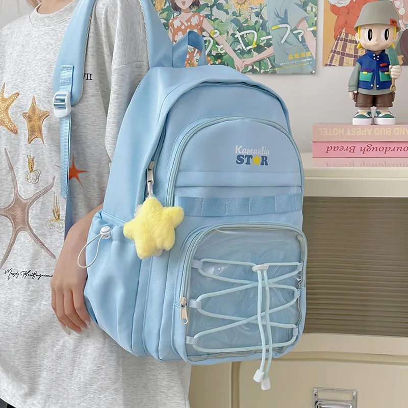 AIBAG Nylon Backpack Unisex Blue/Yellow/Black/White-5