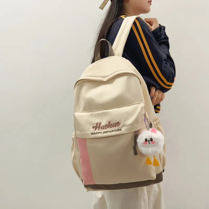 AIBAG Nylon Backpack Unisex White/Black/Purple/Khaki/Blue-3