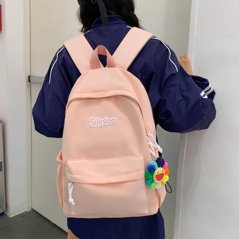 AIBAG Nylon Backpack Unisex White/Black/Blue/Pink-19