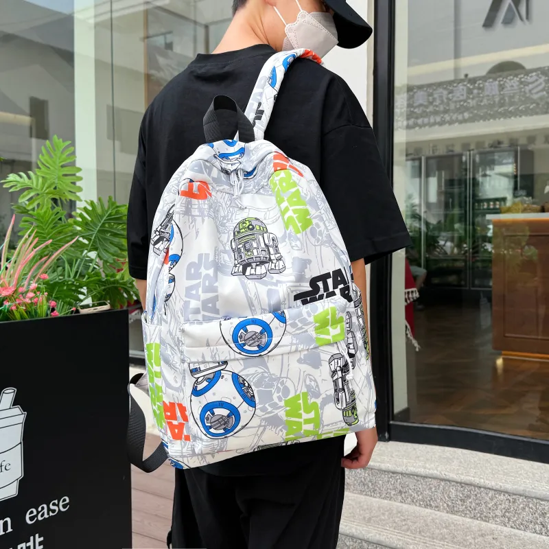 AIBAG Oxford Backpack Unisex Black/Orange/Green-19