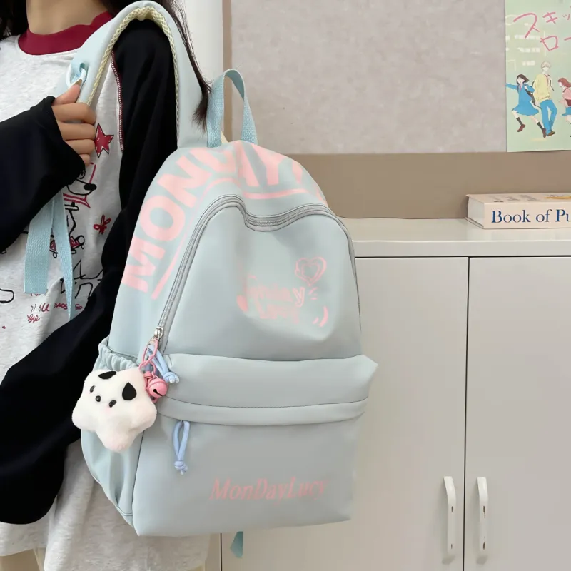 AIBAG Nylon Backpack Unisex White/Black/Pink/Purple/Blue-26