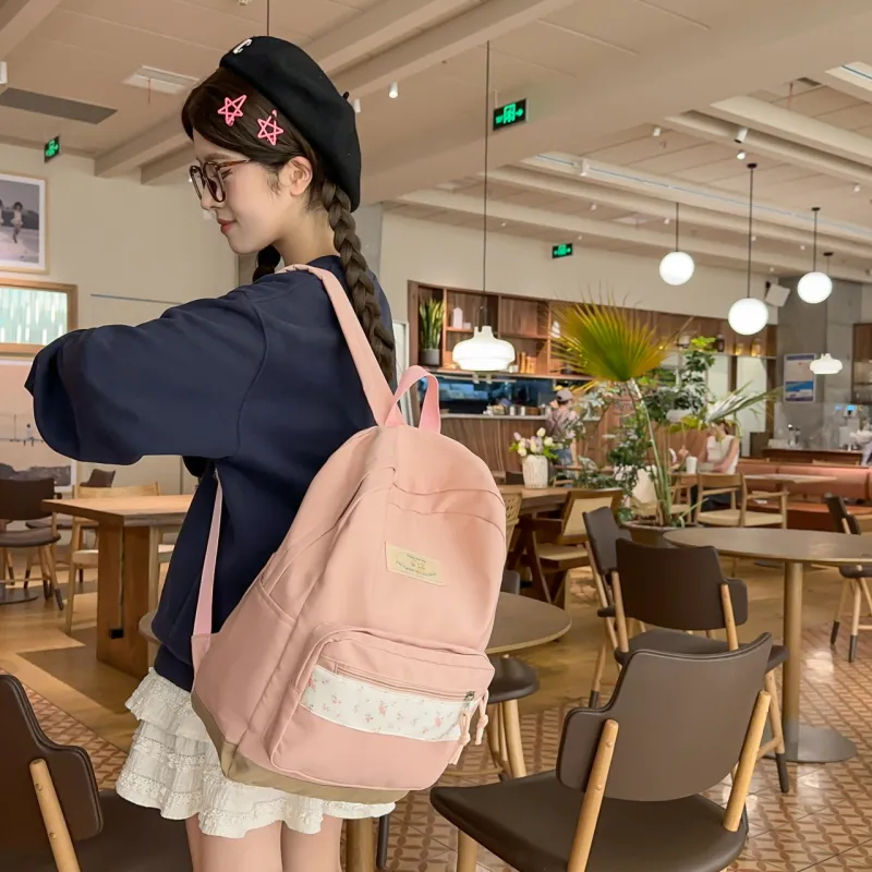 AIBAG Nylon Backpack Women's Black/Pink/Yellow/Green/Blue-11