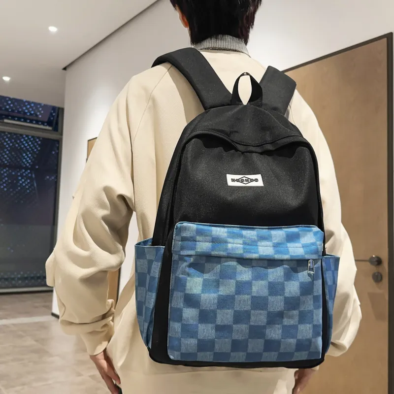 AIBAG Nylon Backpack Unisex Black/Pink/Purple/Dark Blue/Navy Blue-1