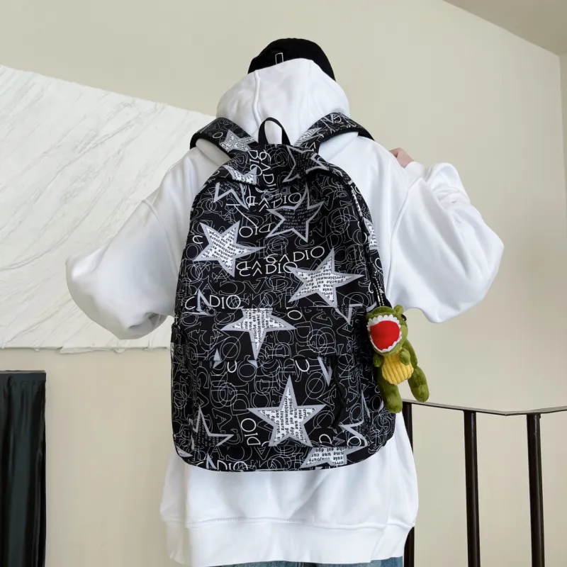 AIBAG Nylon Backpack Unisex Black Gray/Black Green/Black Blue/Black Yellow/White/Khaki-2