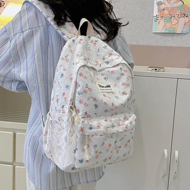AIBAG Polyester Backpack Unisex White/Gray/Black-2