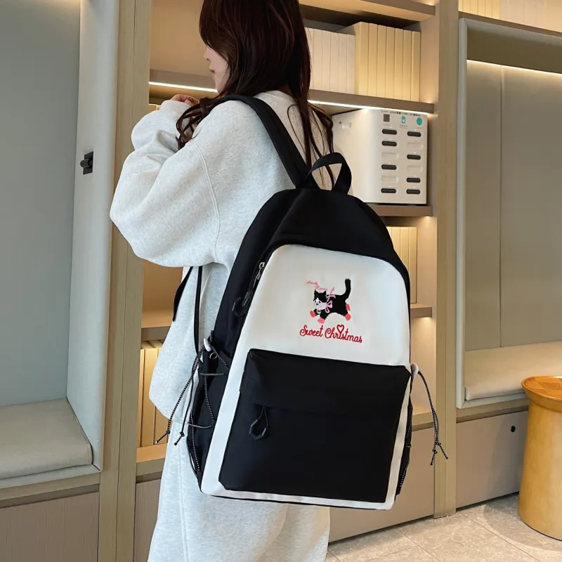 AIBAG Canvas Backpack Unisex White/Grey/Black/Orange-16