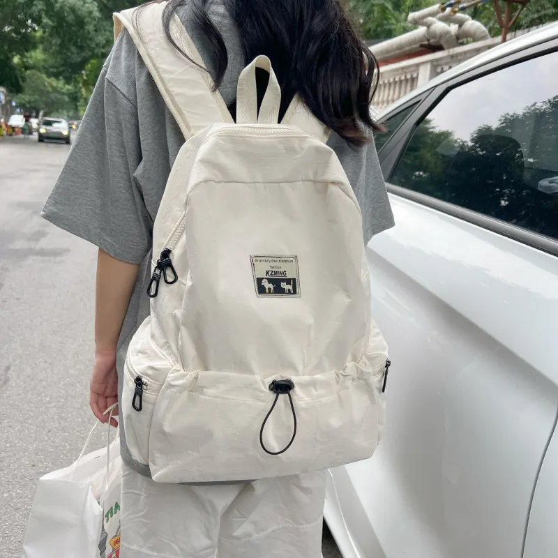 AIBAG Composite Cloth Backpack Unisex White/Black/Pink/Violet-2