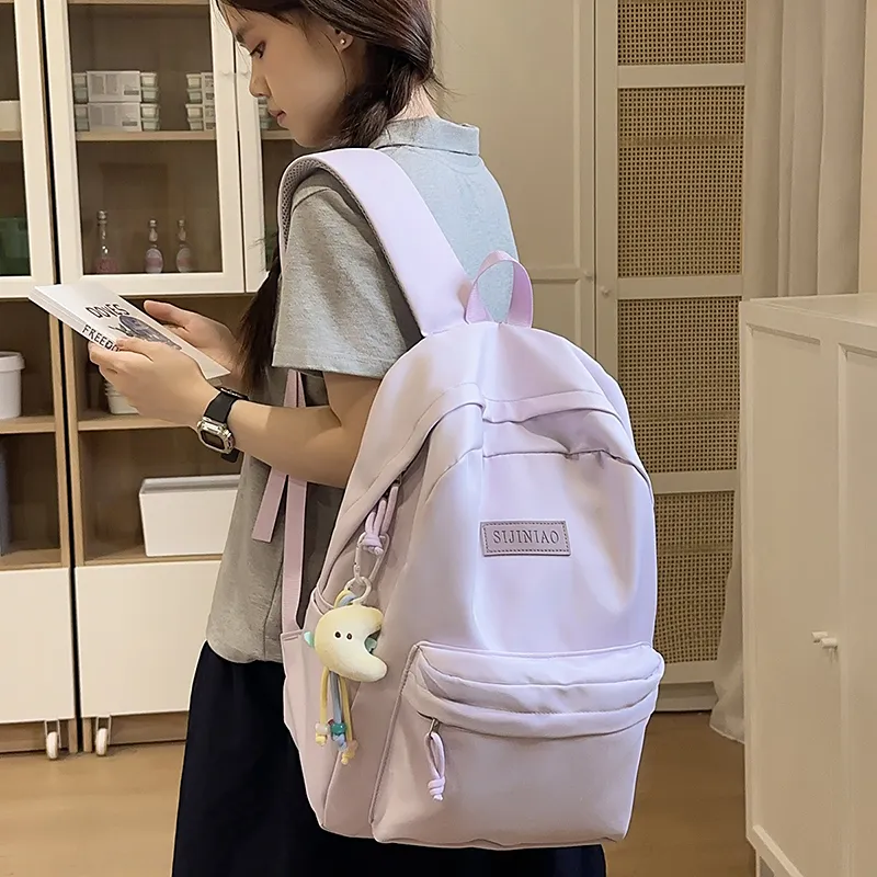 AIBAG Nylon Backpack Unisex Ecru/Green/Purple/Blue/Black-21