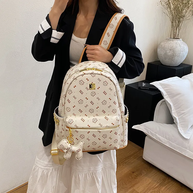 AIBAG PU Backpack Regular Women's Light Pink/Dark Pink/Brown/Beige Yellow/Ecru-24