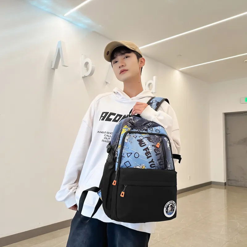 AIBAG Nylon Backpack Men's Gray/Green/Blue-15