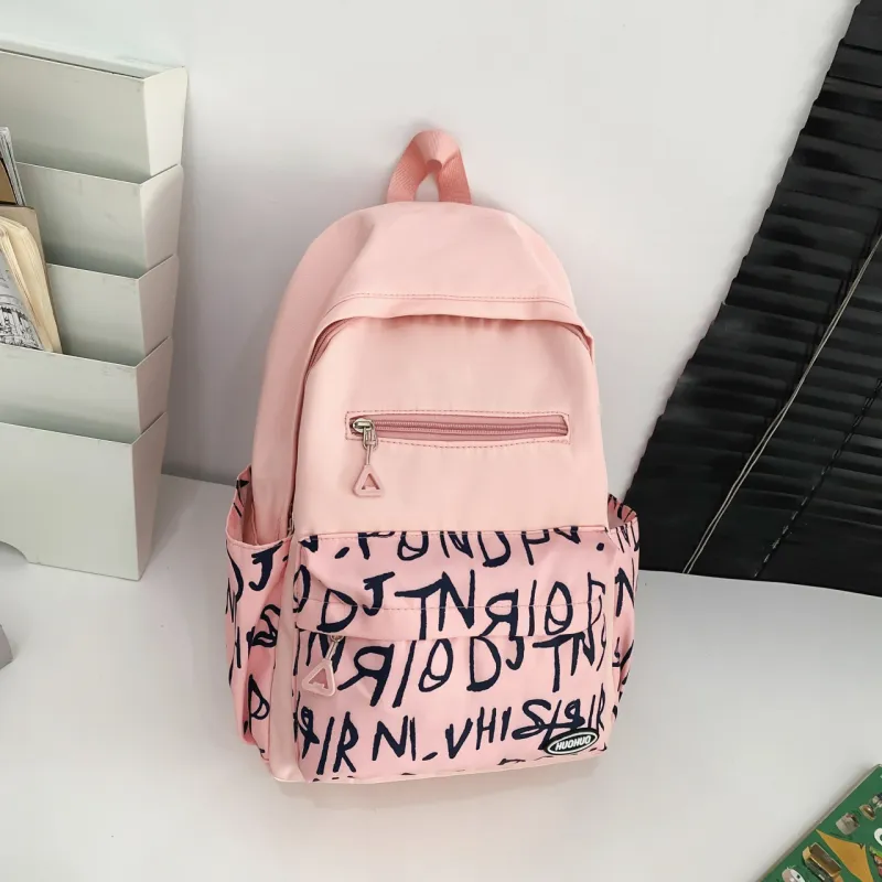 AIBAG Nylon Backpack Unisex Blue White/Blue Green/White/Pink/Khaki-17