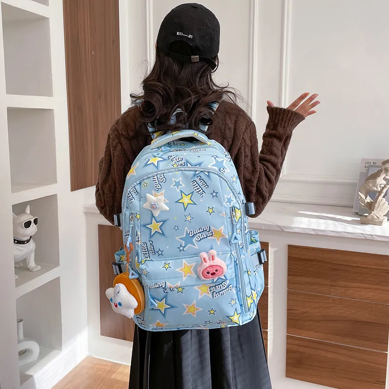 AIBAG Nylon Backpack Unisex White/black/pink/purple/blue-26