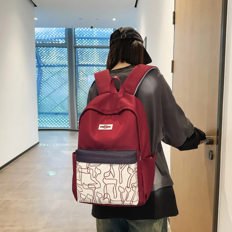 AIBAG Nylon Backpack Unisex White/Black/Red/Purple/Blue-16