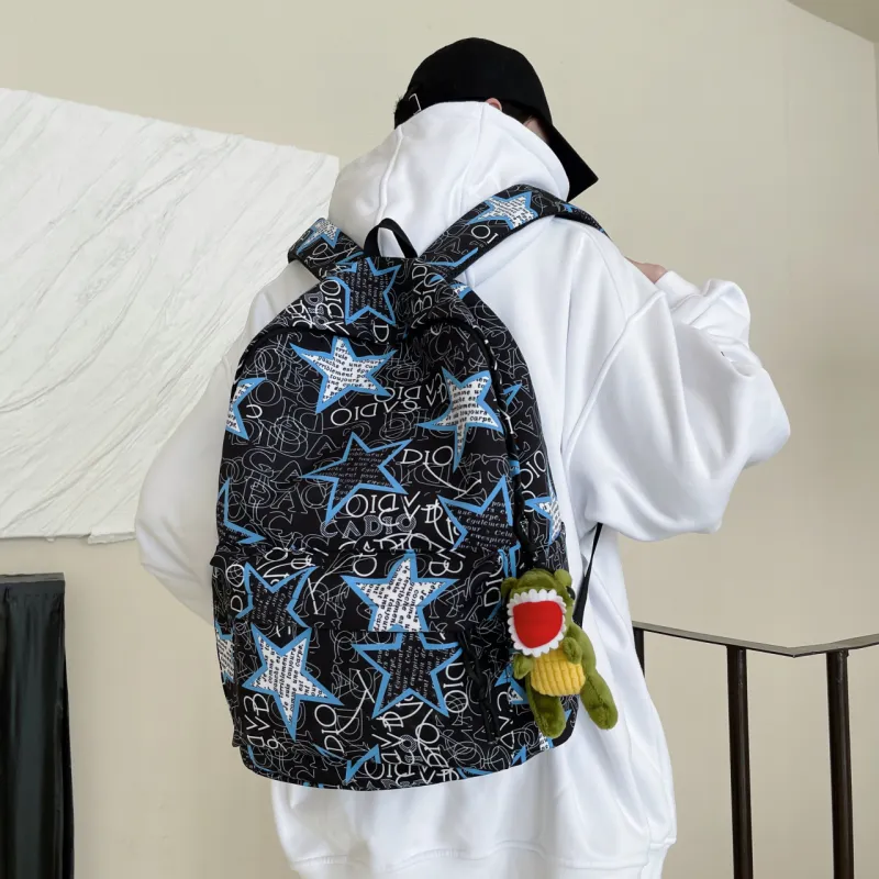 AIBAG Nylon Backpack Unisex Black Gray/Black Green/Black Blue/Black Yellow/White/Khaki-10
