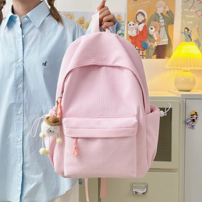 AIBAG Nylon Backpack Unisex White/Black/Pink/Green/Blue-16