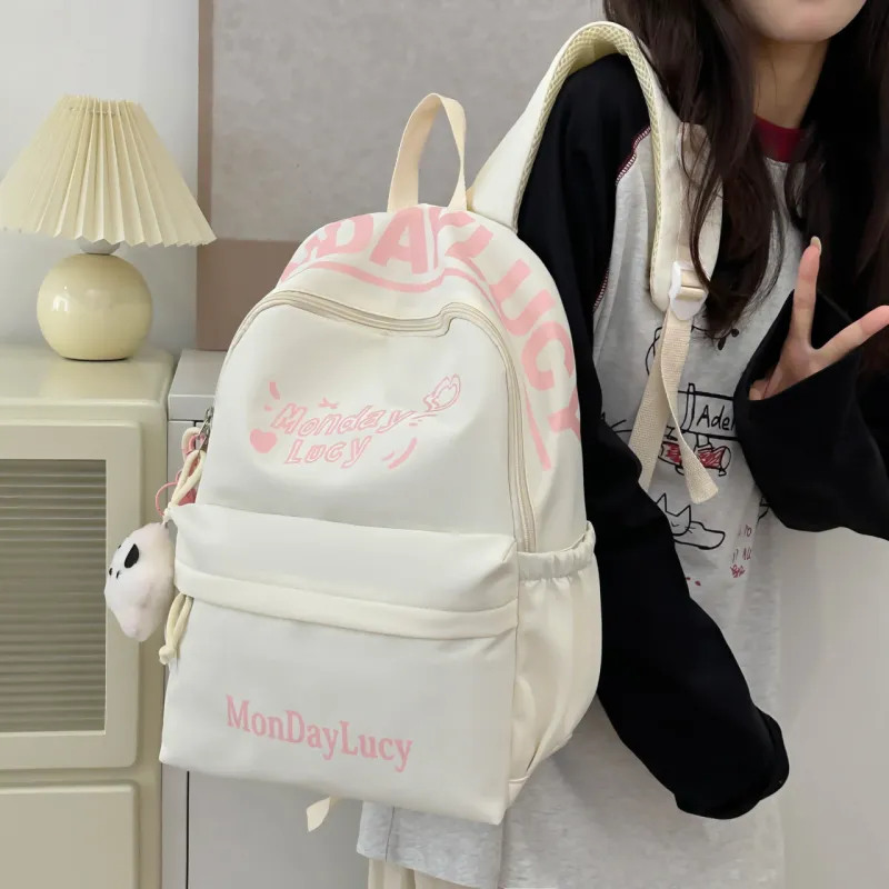 AIBAG Nylon Backpack Unisex White/Black/Pink/Purple/Blue-4