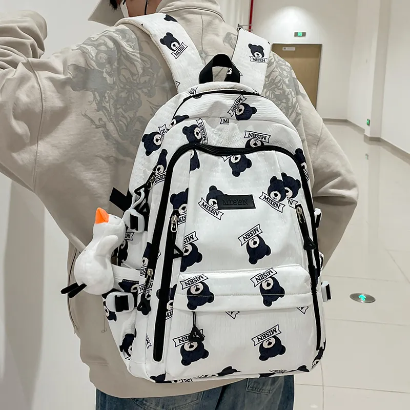 AIBAG Nylon Backpack Unisex Black/Green/Pink/Coffee-3