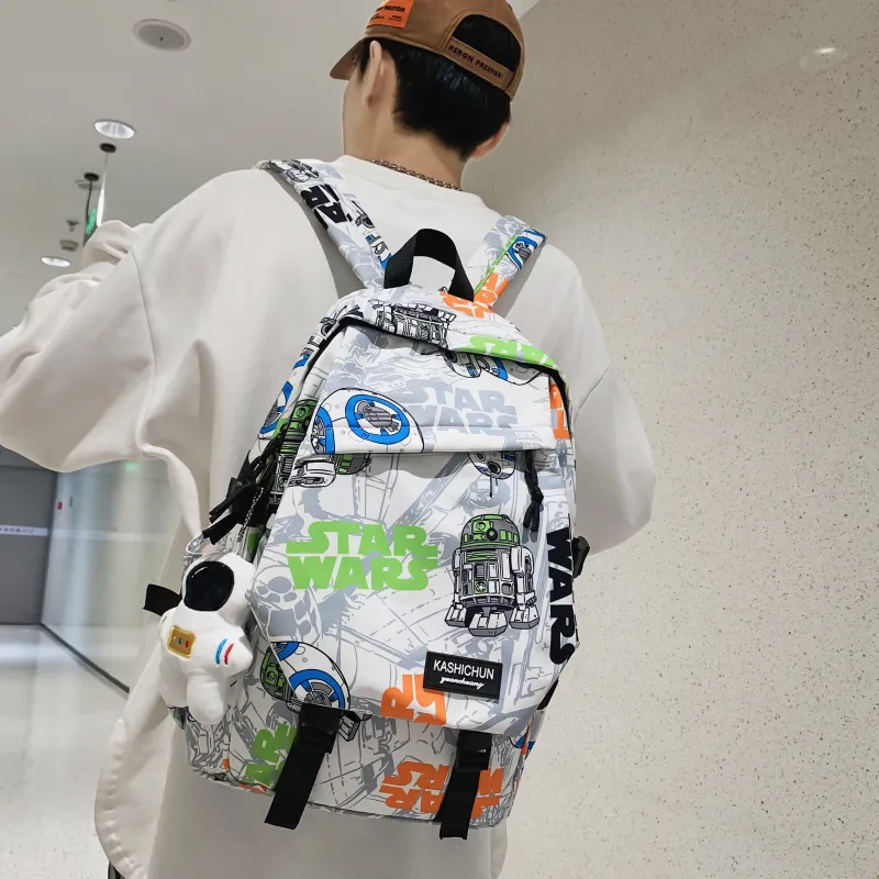 AIBAG Nylon Backpack Unisex White Orange/White Blue/White Gray/Black Blue/Black Gray-5