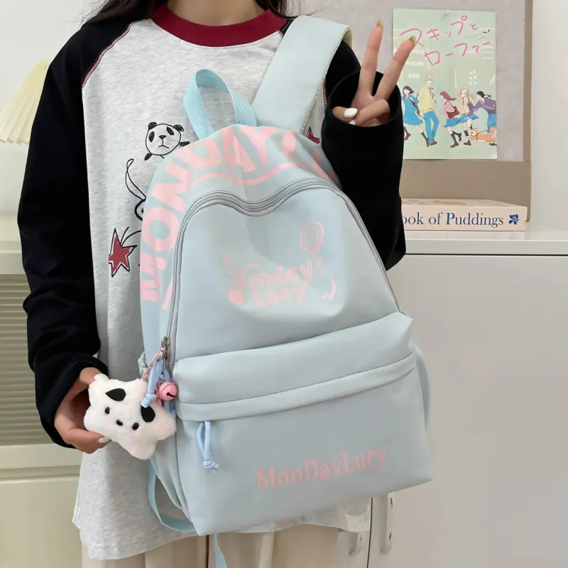 AIBAG Nylon Backpack Unisex White/Black/Pink/Purple/Blue-27