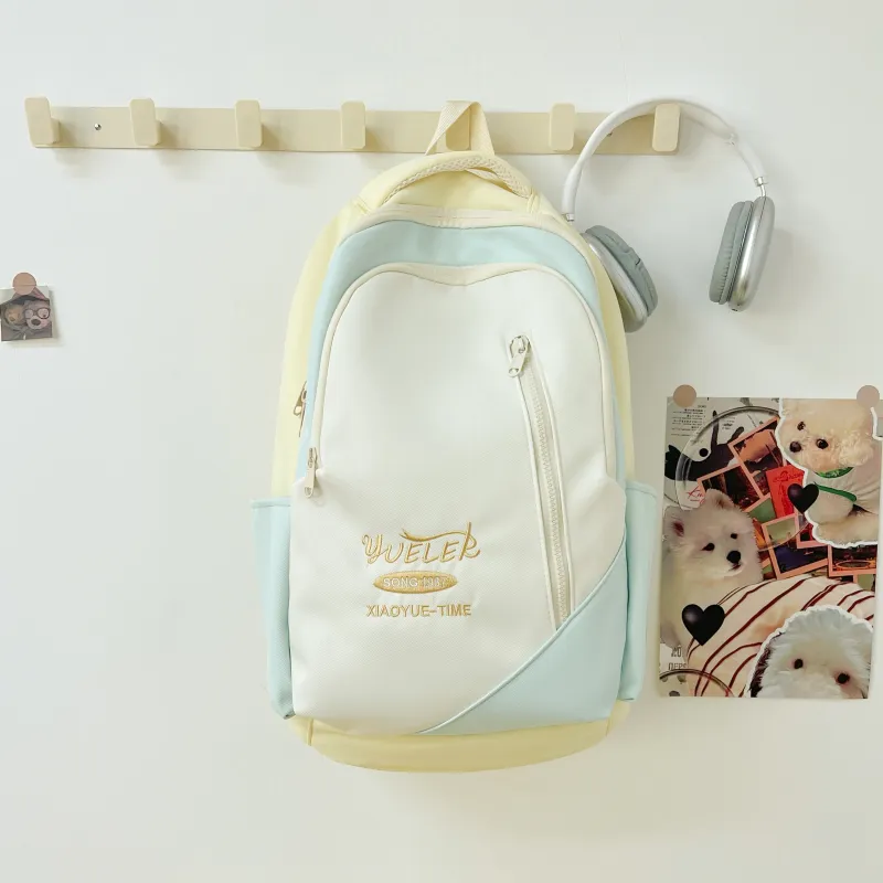 AIBAG Nylon Backpack Unisex Yellow/Green/Blue/Pink/Black-1