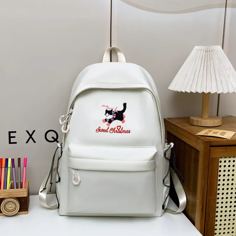 AIBAG Canvas Backpack Unisex White/Grey/Black/Orange-6