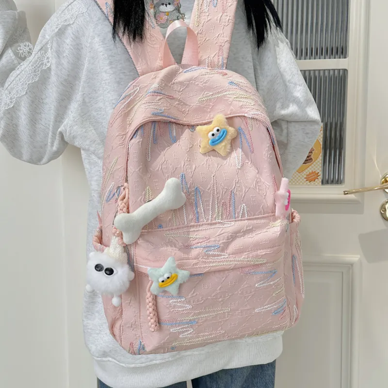 AIBAG Nylon Backpack Unisex White/Black/Yellow/Blue/Pink-25