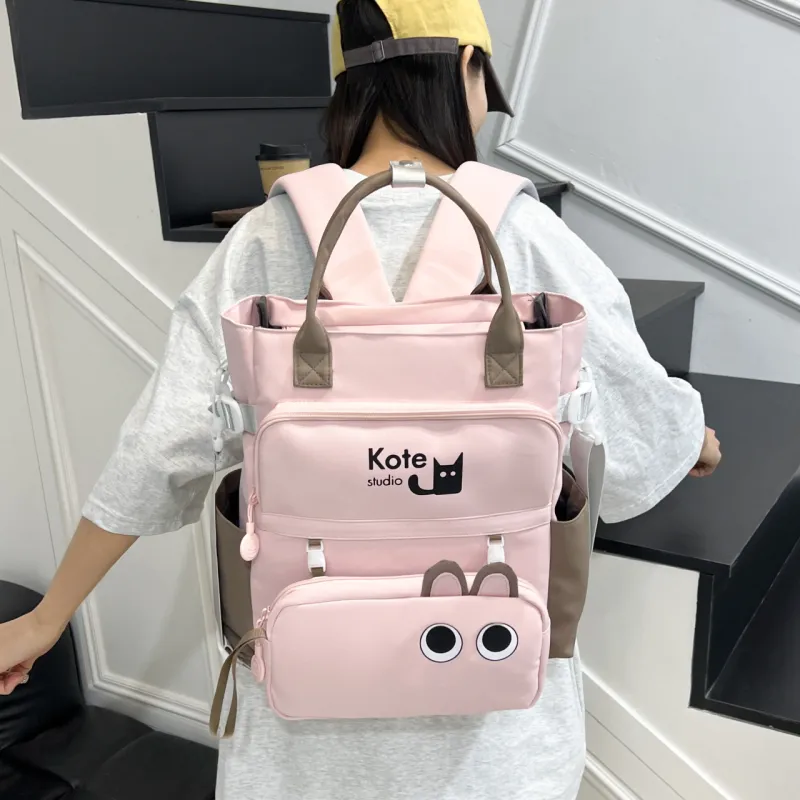 AIBAG Fabric Backpack Unisex Black/Pink/Green/Khaki/Lake Blue-12