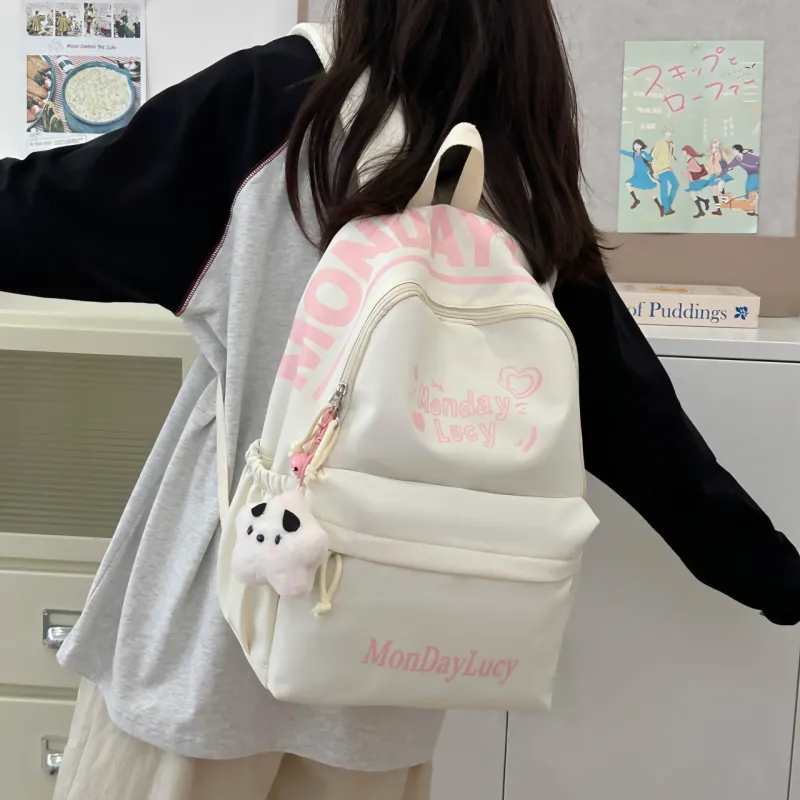 AIBAG Nylon Backpack Unisex White/Black/Pink/Purple/Blue-2