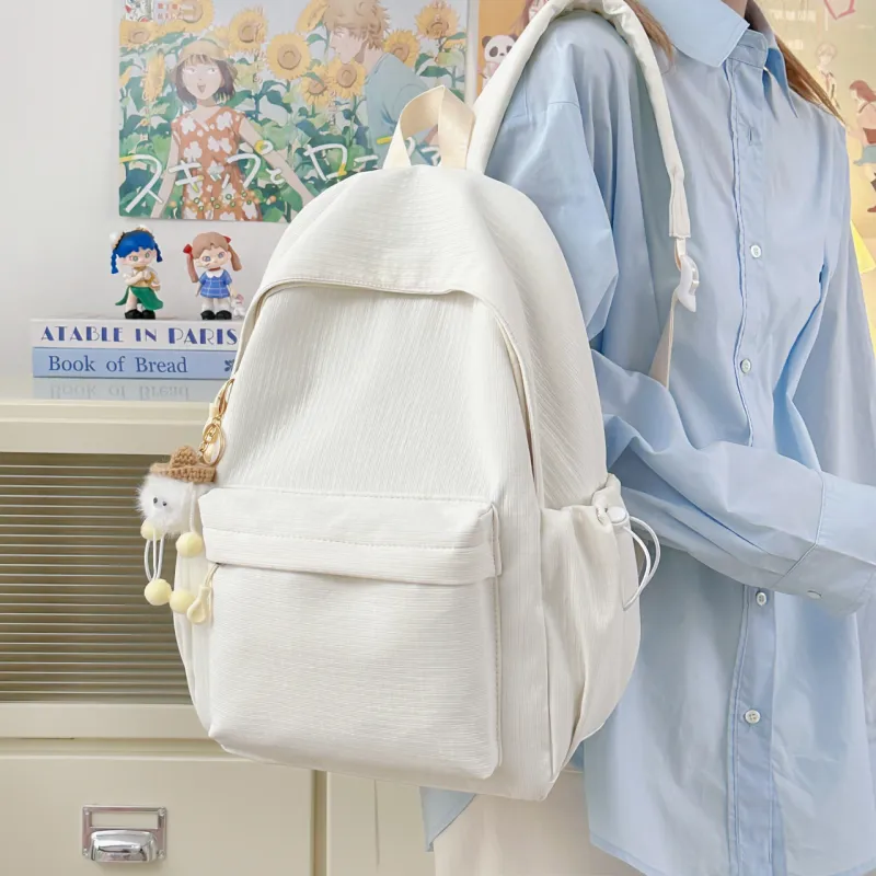 AIBAG Nylon Backpack Unisex White/Black/Pink/Green/Blue-4