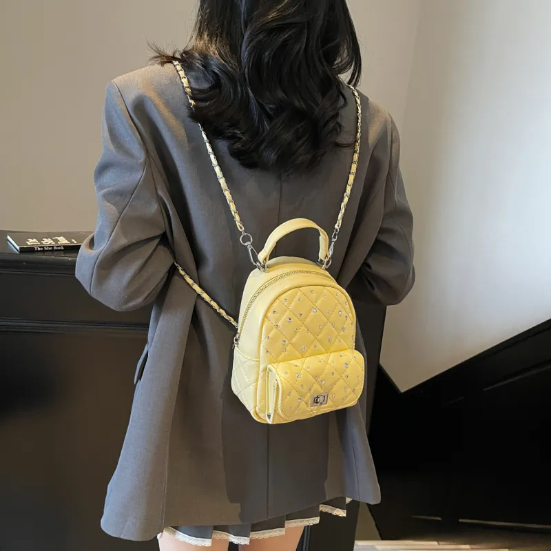 AIBAG PU Backpack Women's Pink/Blue/Red/Yellow/Black/White-22