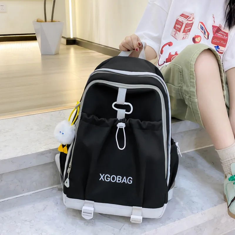 AIBAG Nylon Backpack Unisex White/Black/Purple/Yellow/Green/Brown-6