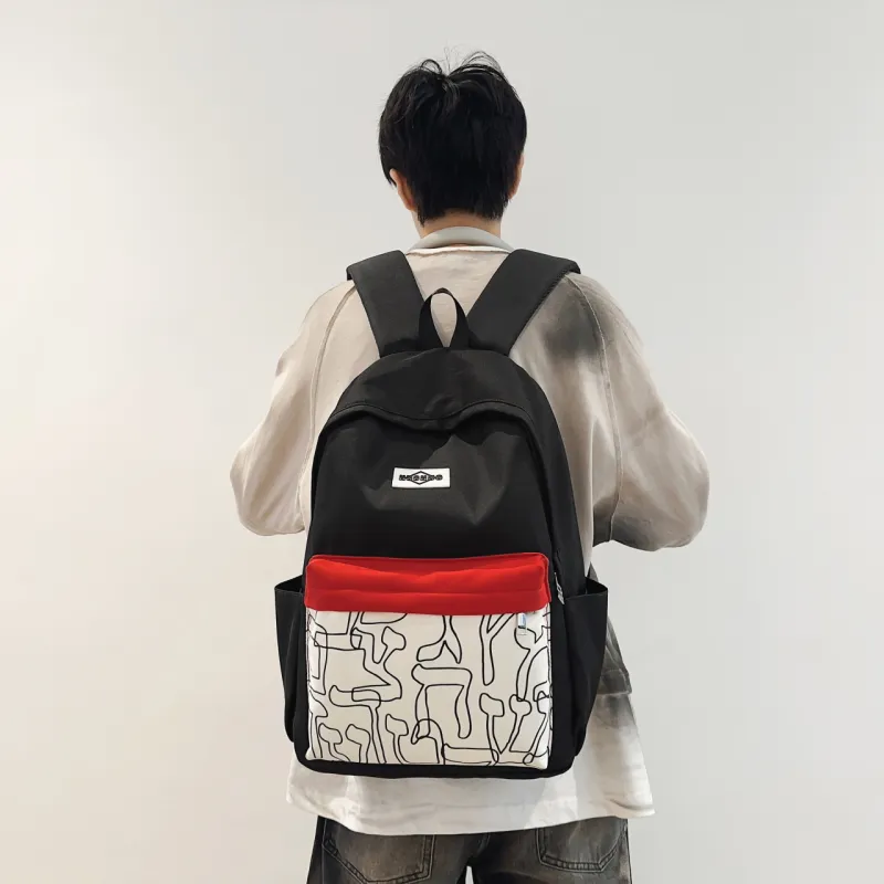 AIBAG Nylon Backpack Unisex White/Black/Red/Purple/Blue-9