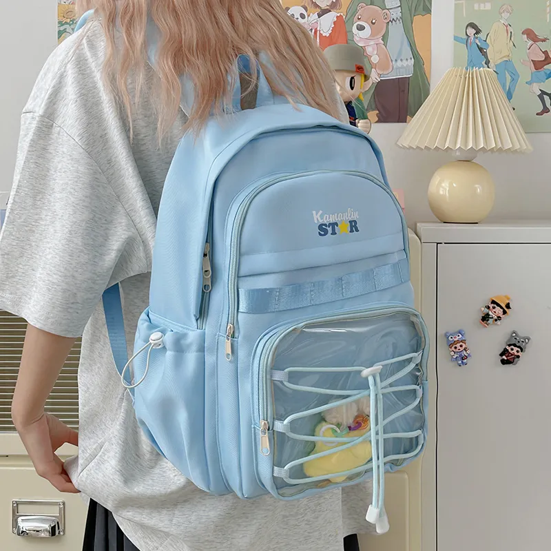 AIBAG Nylon Backpack Unisex Blue/Yellow/Black/White-2