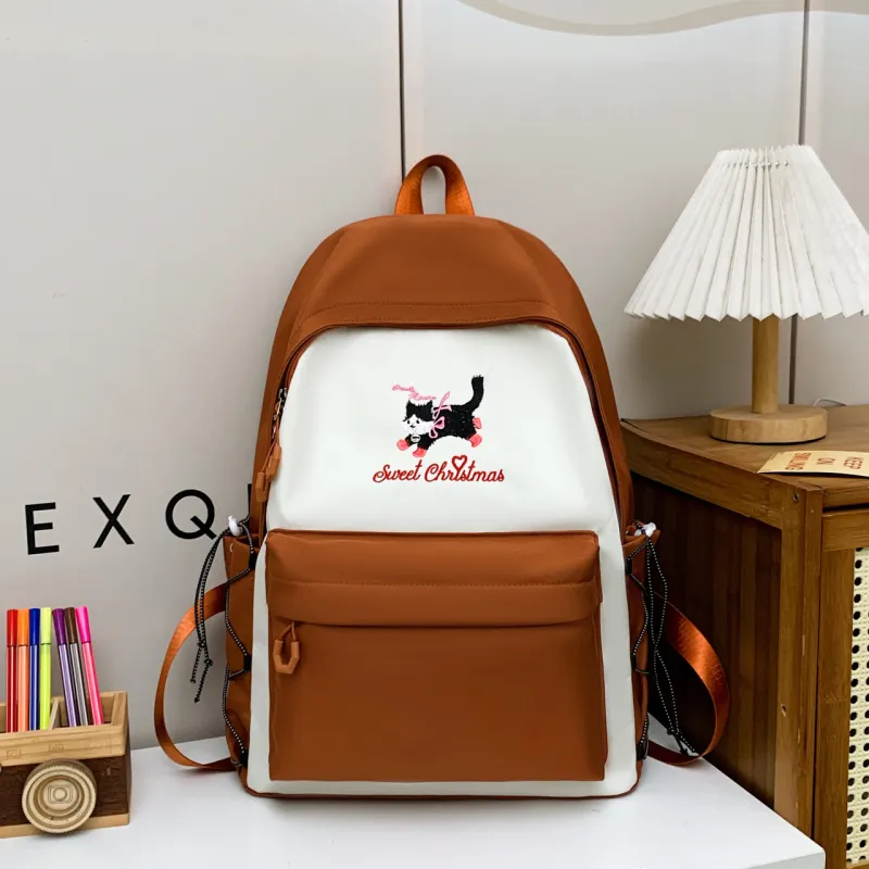 AIBAG Canvas Backpack Unisex White/Grey/Black/Orange-21